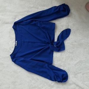 Crop top with tie royal blue sz S